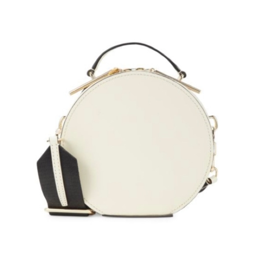 Zac Posen leather round top handle bag color IVORY